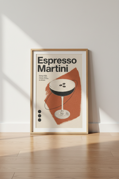 Espresso Martini Cocktail Wall Art Print | Kitchen Bar Decor | Retro Modern Poster