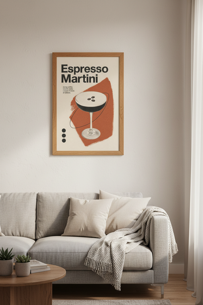 Espresso Martini Cocktail Wall Art Print | Kitchen Bar Decor | Retro Modern Poster