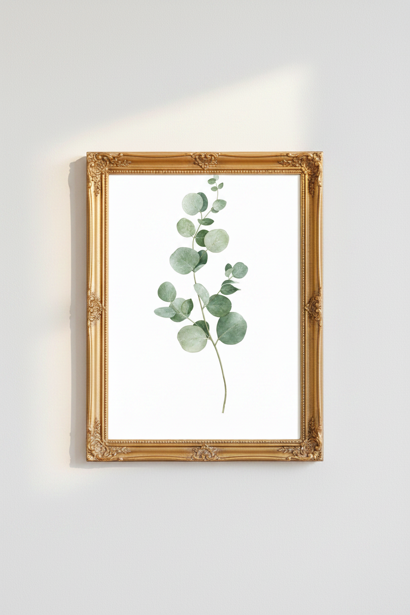 eucalyptus wall art | Watercolor greens, Living Room Decor, Minimalist Poster