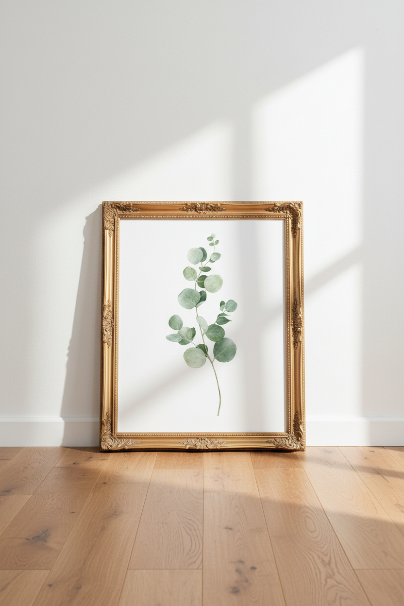eucalyptus wall art | Watercolor greens, Living Room Decor, Minimalist Poster
