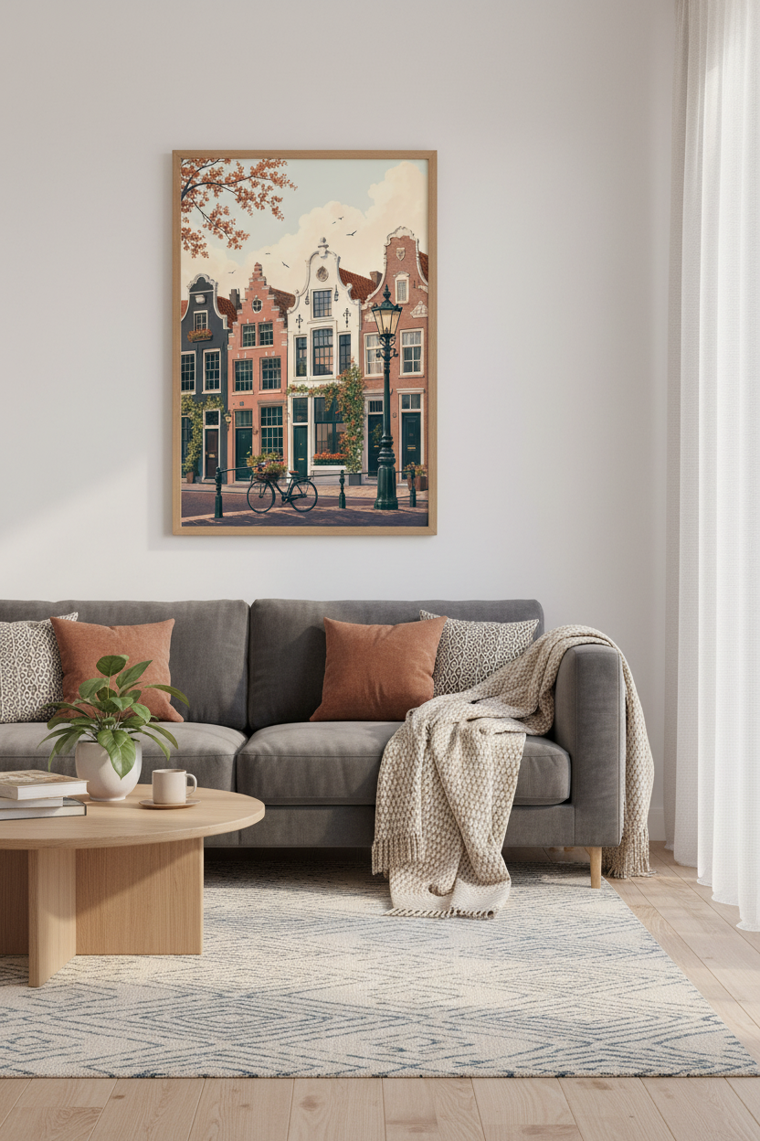 Amsterdam Canal Houses Wall Art | Dutch Architecture Poster | European Travel Decor