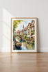 European Village Watercolor Wall Art | Canal Decor, French Country Poster