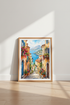 Mediterranean Coastal Village Art | Watercolor Italy Print, Summer Travel Decor