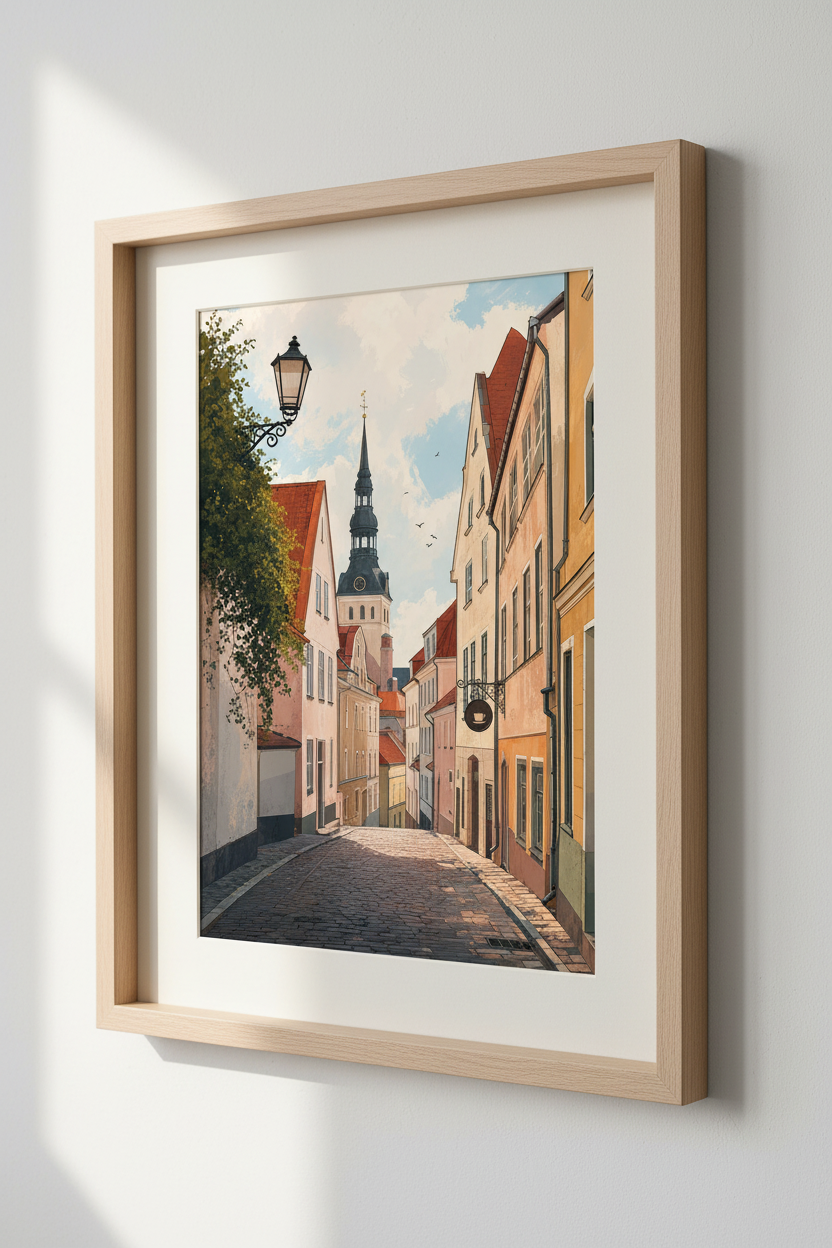 European Old Town Street Wall Art | Pastel City Decor | Architectural Poster