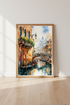 Venice Watercolor Canal Art | Italy Gondola Print, Travel Decor Poster