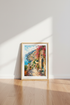 Positano Italy Watercolor Art | Amalfi Coast Cafe, Mediterranean Decor Poster
