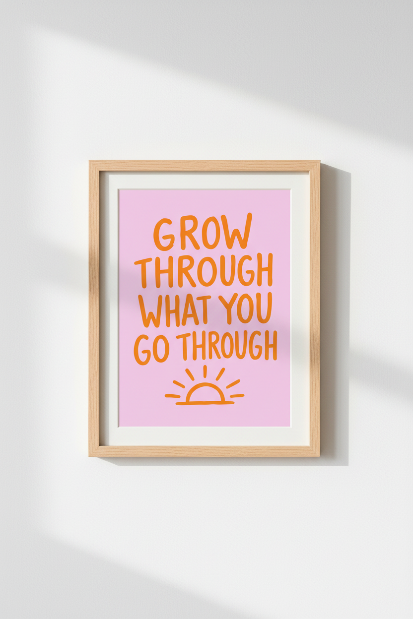 Typography Wall Art Print | Pink &amp; Orange Retro Quote Poster | Dorm &amp; Office Decor
