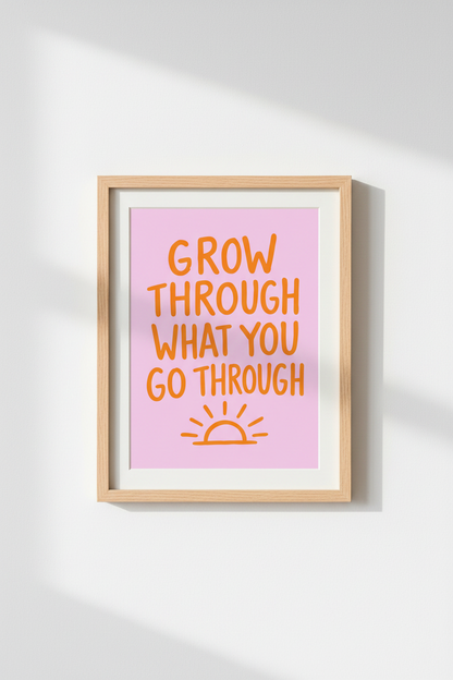 Typography Wall Art Print | Pink &amp; Orange Retro Quote Poster | Dorm &amp; Office Decor