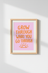 Typography Wall Art Print | Pink & Orange Retro Quote Poster | Dorm & Office Decor