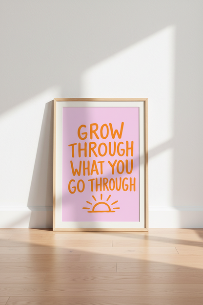 Typography Wall Art Print | Pink &amp; Orange Retro Quote Poster | Dorm &amp; Office Decor