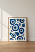 Evil Eye Watercolor Pattern Wall Art | Blue Mediterranean Decor | Bohemian Poster