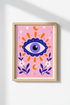 Evil Eye Wall Art Print | Pink Celestial Decor | Mystical Boho Poster