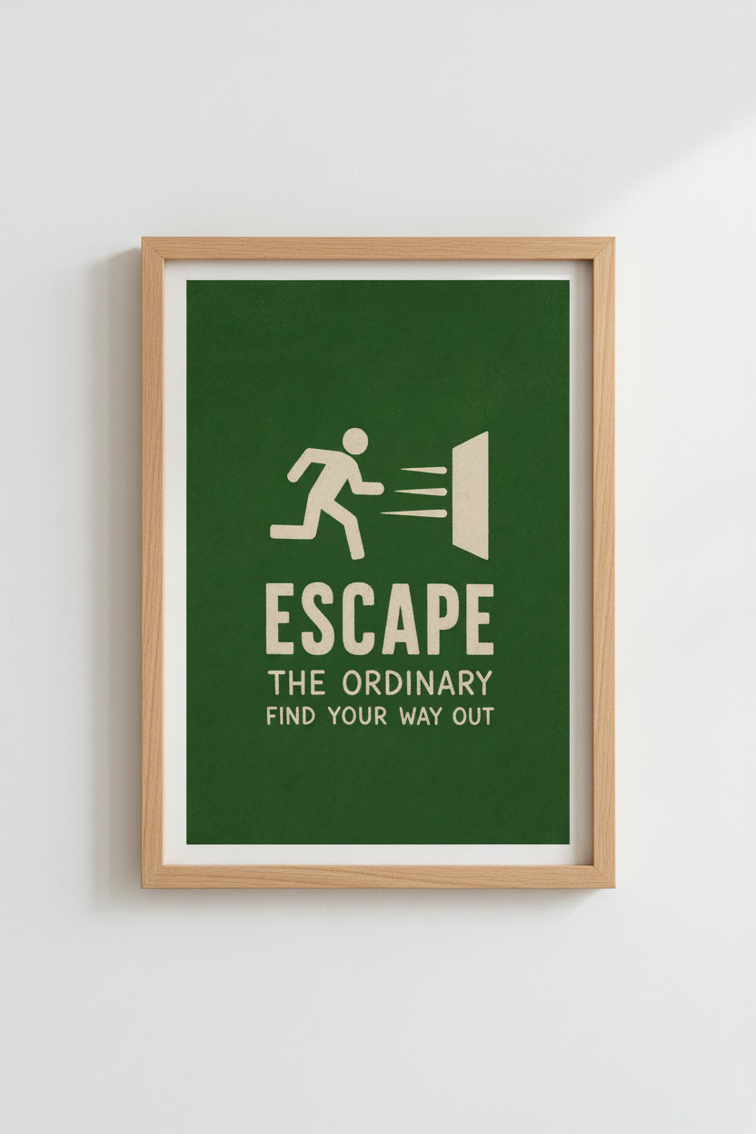 Escape the Ordinary Wall Art | Green Minimalist Decor | Inspirational Poster