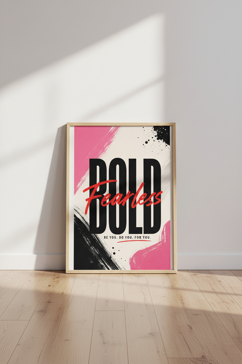Bold Fearless Motivational Wall Art Print | Office Decor | Modern Typography Poster