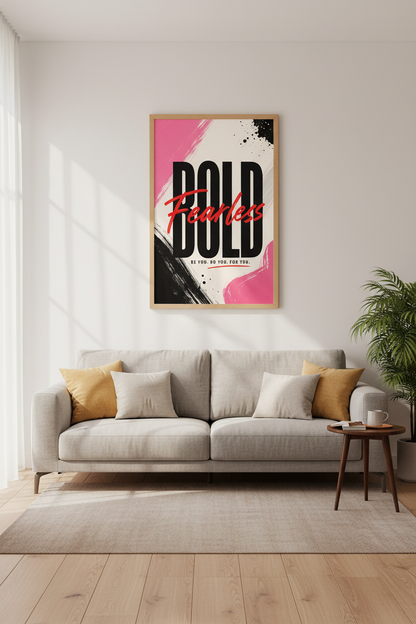 Bold Fearless Motivational Wall Art Print | Office Decor | Modern Typography Poster