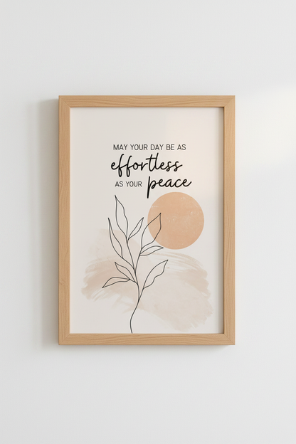 Effortless Peace Quote Wall Art | Boho Botanical Print | Minimalist Zen Poster
