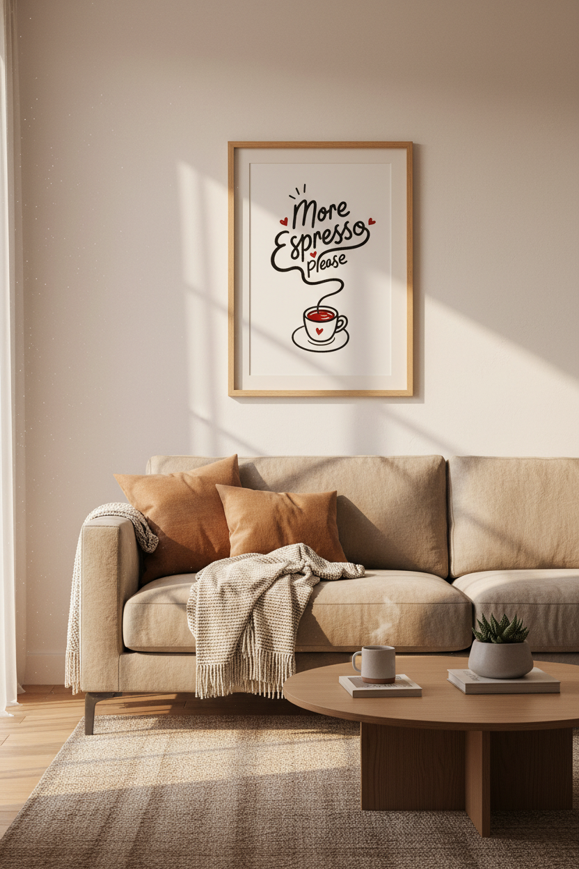 More Espresso Please Wall Art Print | Kitchen Coffee Bar Decor | Minimalist Poster