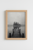 Moody Lake Wall Art Print | Foggy Pine Landscape Decor | Monochrome Poster