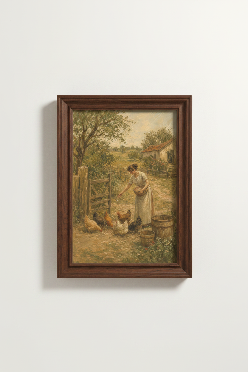 Pastoral Wall Art Print | Impressionist Country Scene Decor | Rustic Aesthetic Poster
