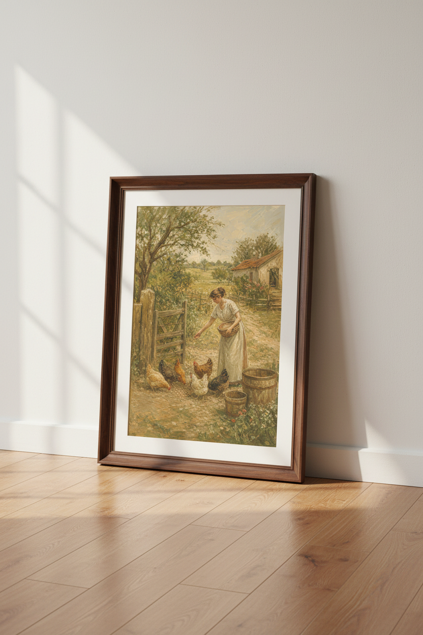 Pastoral Wall Art Print | Impressionist Country Scene Decor | Rustic Aesthetic Poster