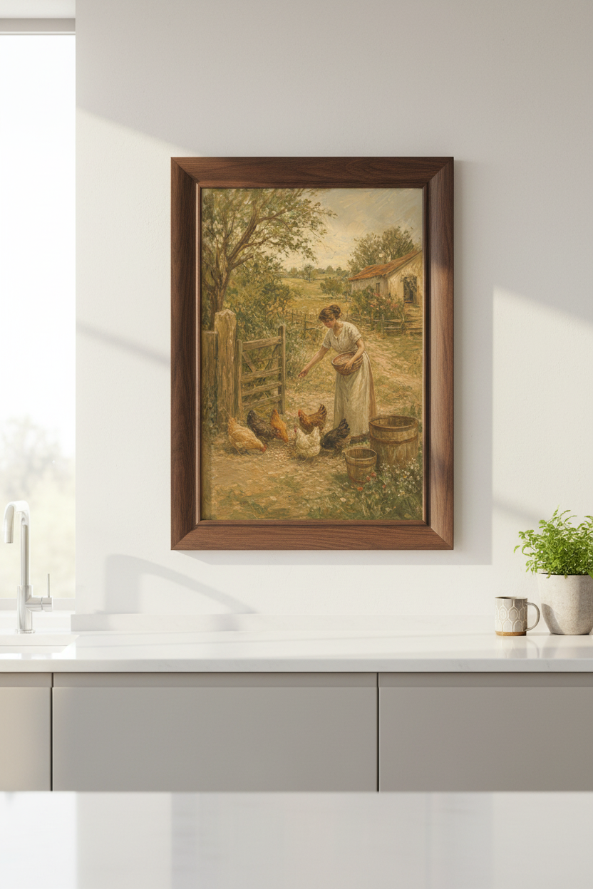 Pastoral Wall Art Print | Impressionist Country Scene Decor | Rustic Aesthetic Poster