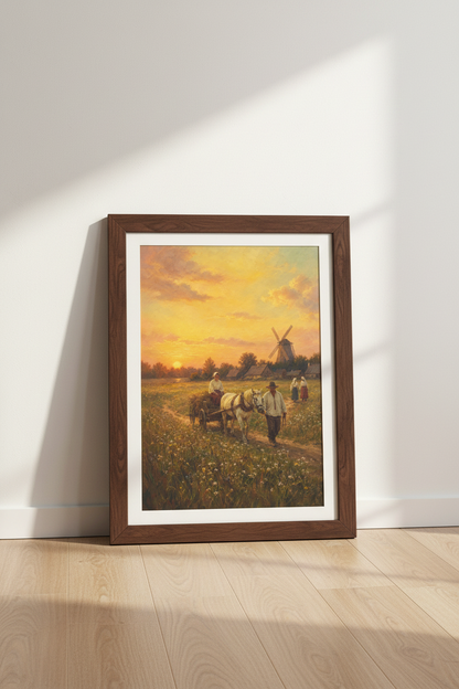 Countryside Wall Art Print | Living Room Decor | Sunset Rustic Poster