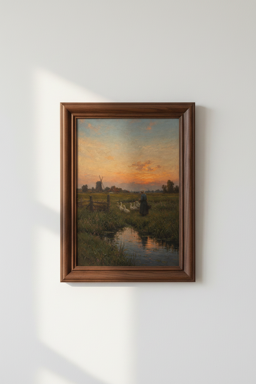 Pastoral Sunset Art | Impressionist Landscape, Living Room Decor
