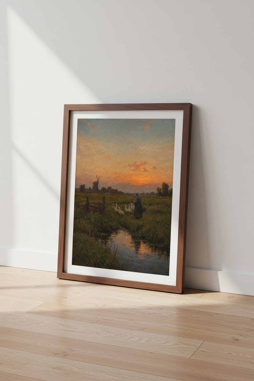 Pastoral Sunset Art | Impressionist Landscape, Living Room Decor