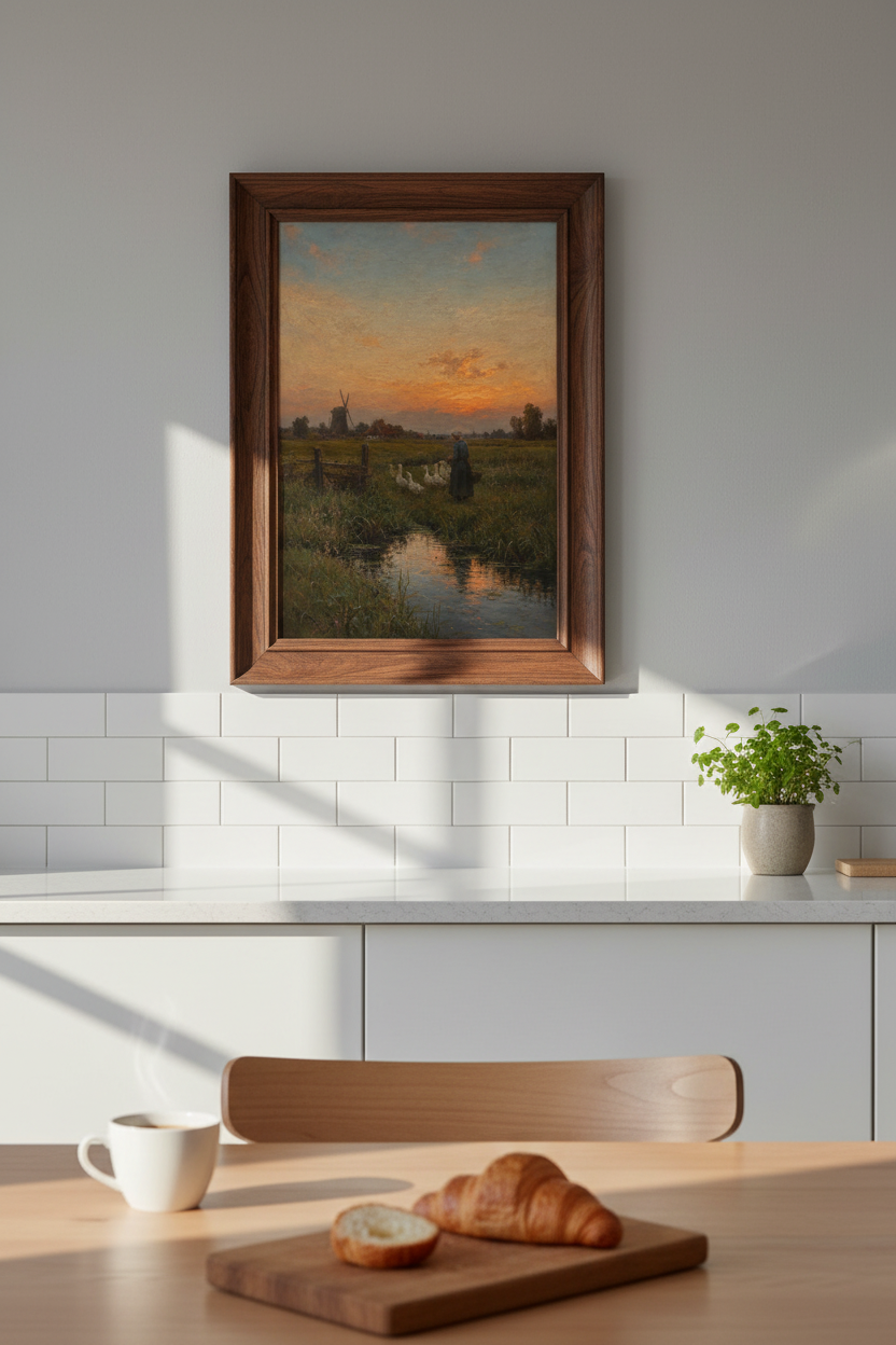 Pastoral Sunset Art | Impressionist Landscape, Living Room Decor