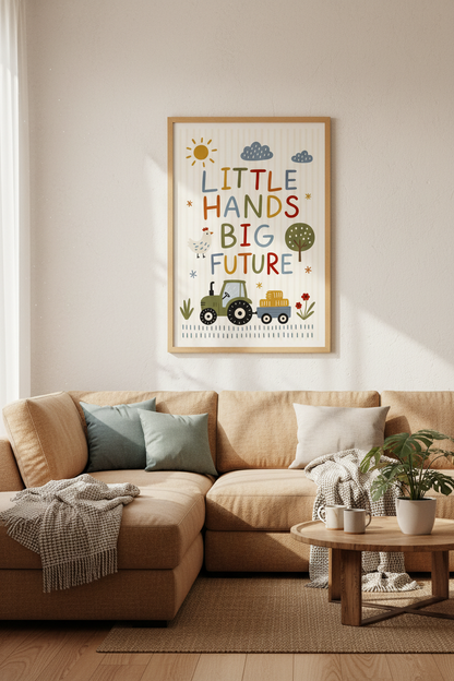 Little Hands Big Future Wall Art | Farm Nursery Decor | Modern Farmhouse Poster