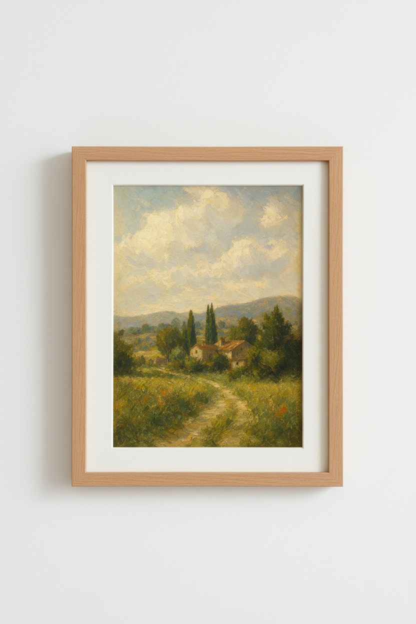 Provence landscape | Soft greens, sunlit blues | Living Room Decor