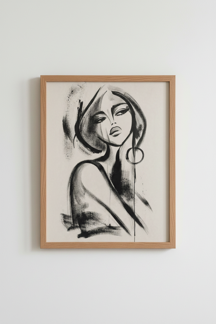 Abstract Woman Art Print | Modern Chic Female Sketch, Minimalist Bedroom Decor Poster