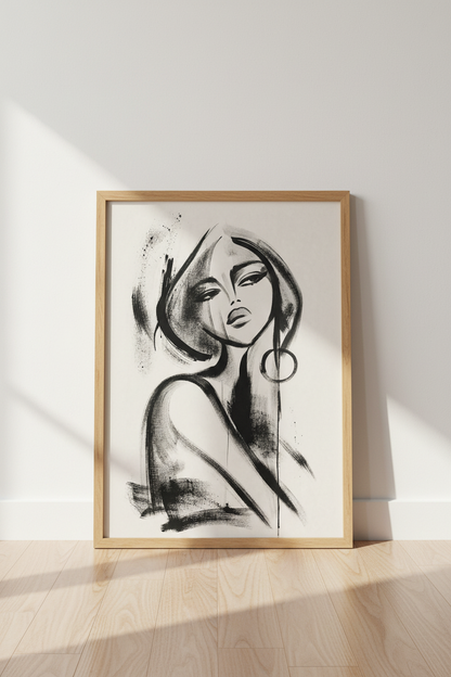 Abstract Woman Art Print | Modern Chic Female Sketch, Minimalist Bedroom Decor Poster