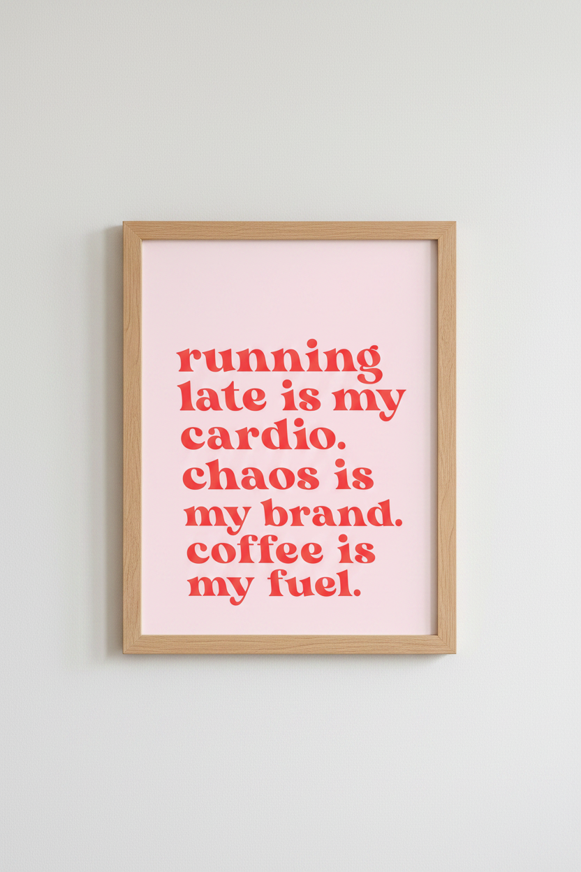 Funny Slogan Quote Wall Art | Pink and Red Minimalist Typography, Dorm Room Decor