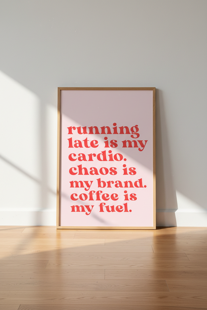 Funny Slogan Quote Wall Art | Pink and Red Minimalist Typography, Dorm Room Decor