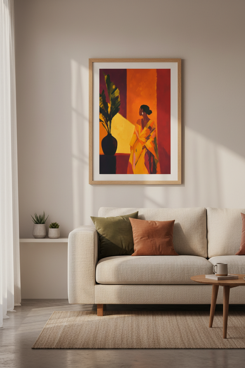 Boho Wall Art Print | Living Room Decor | Warm Abstract Poster