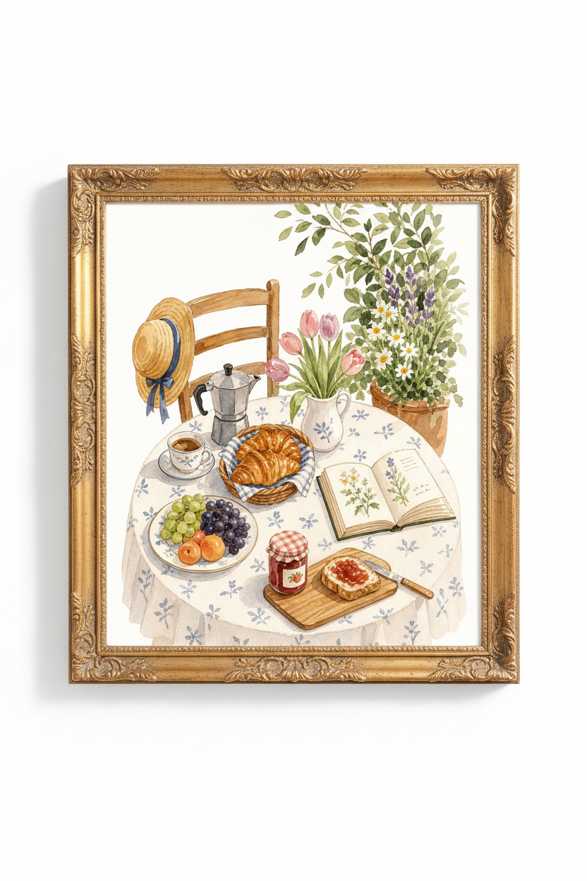 Botanical Still Life Wall Art Print | Cozy Kitchen Decor | Soft Pastel Poster