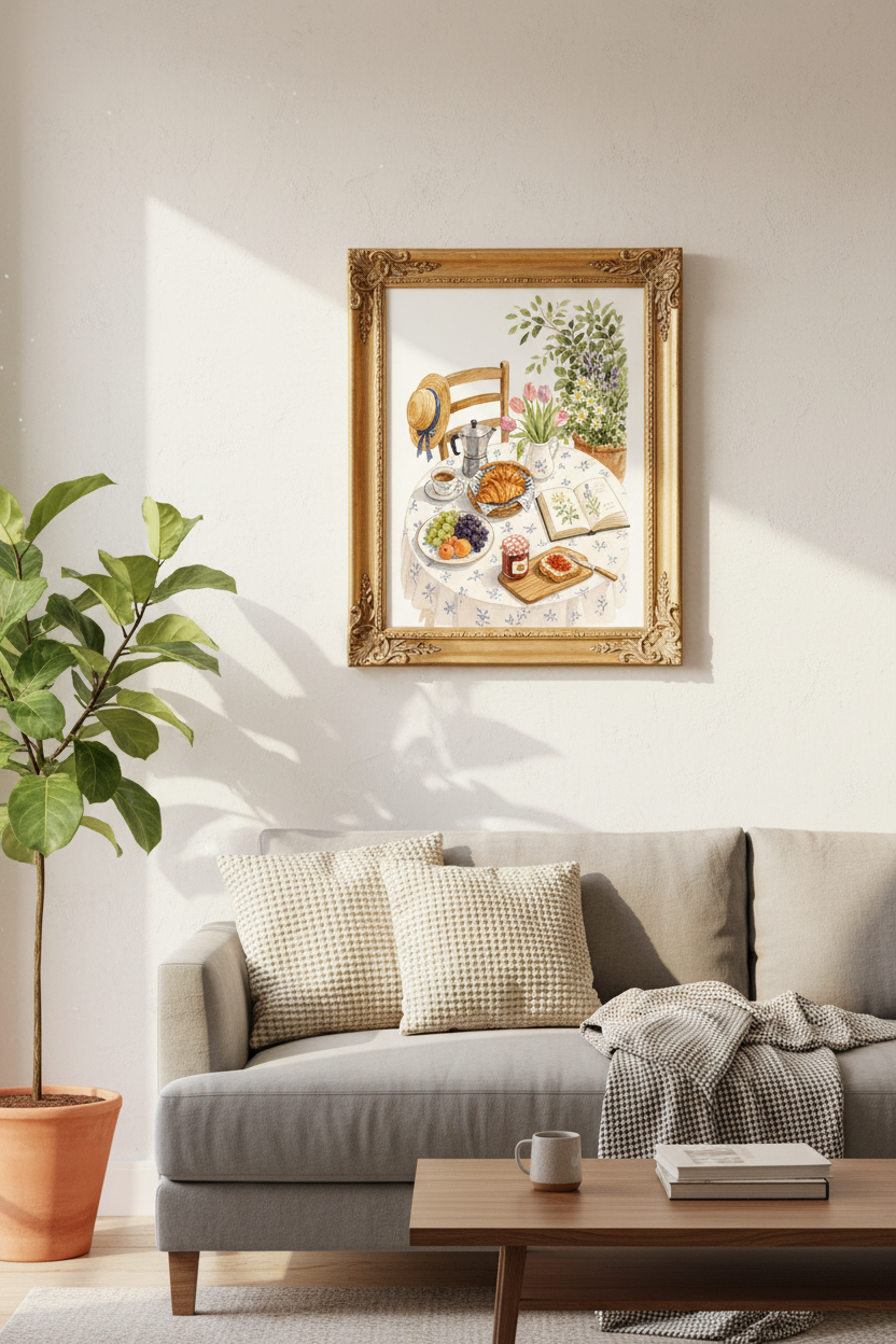 Botanical Still Life Wall Art Print | Cozy Kitchen Decor | Soft Pastel Poster