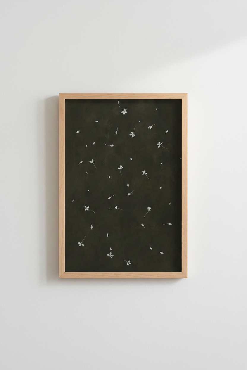 Minimalist Leaf Wall Art Print | Living Room Decor | Monochrome Poster