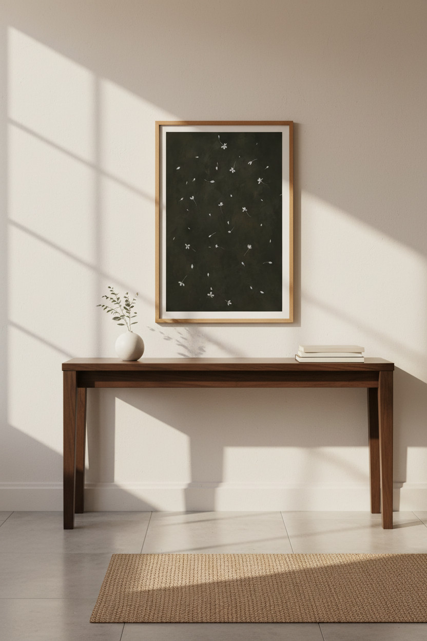 Minimalist Leaf Wall Art Print | Living Room Decor | Monochrome Poster