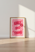 Girls Can Do Anything Wall Art | Pink Typography Poster, Girl Power Dorm Decor