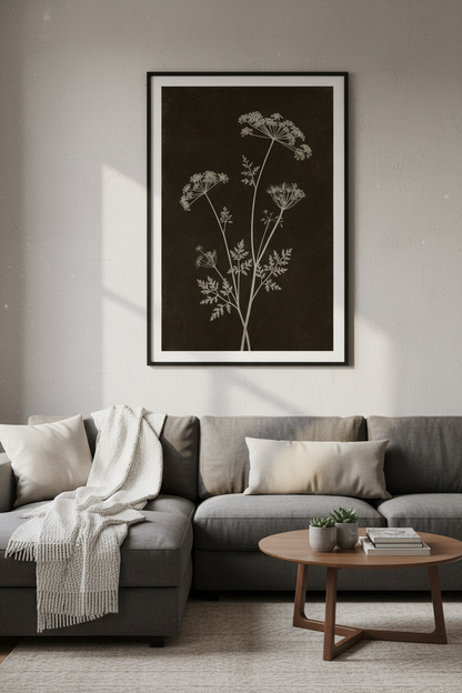Dark Botanical Wildflower Wall Art | Moody Floral Print, Bedroom Gallery Wall Decor