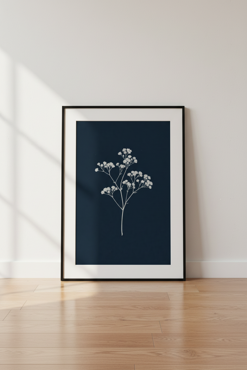 Navy Blue Botanical Wall Art | Baby&