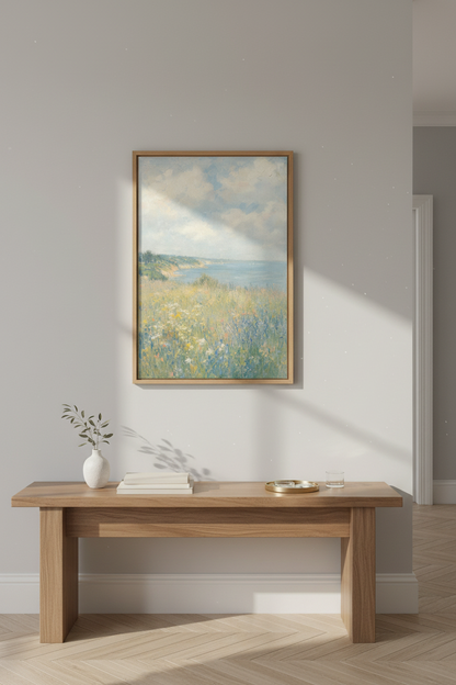 Impressionist Coastal Wall Art Print | Seaside Meadow Decor | Soft Pastel Poster