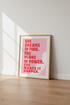 She Dreams in Pink Poster | Feminist Typography Art | Office & Bedroom Decor