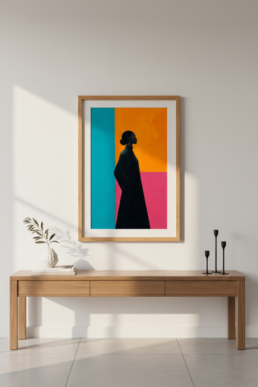 Abstract Silhouette Wall Art Print | Living Room Decor | Vibrant Poster