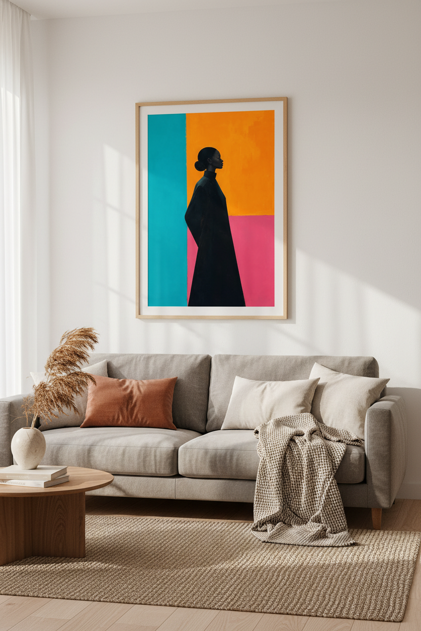 Abstract Silhouette Wall Art Print | Living Room Decor | Vibrant Poster