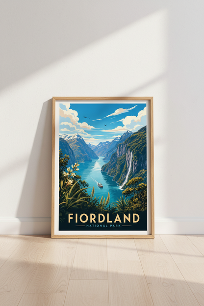Fiordland National Park Wall Art | New Zealand Travel Print, Nature Decor