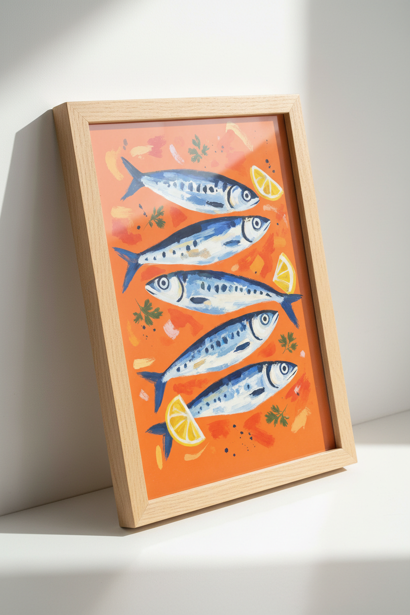 Sardines Fish Wall Art Print | Kitchen Decor | Mediterranean Aesthetic Poster