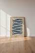 Indigo Blue Sardine Wall Art | Coastal Kitchen Navy Fish Print | Nautical Beach Decor